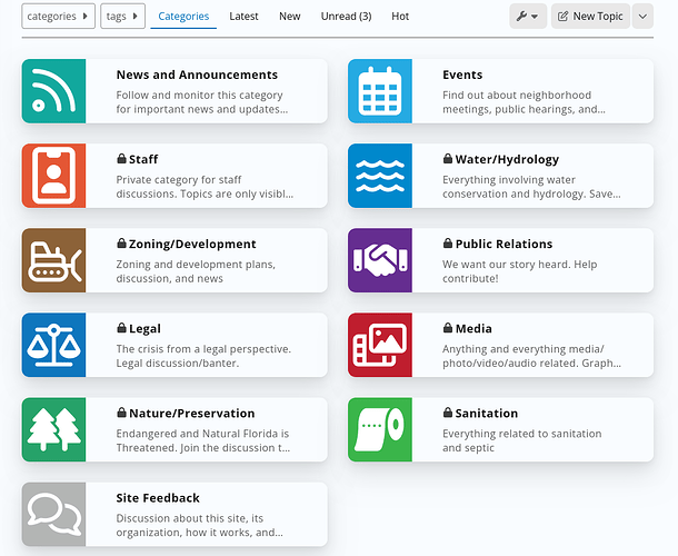 Categories on Home Page
